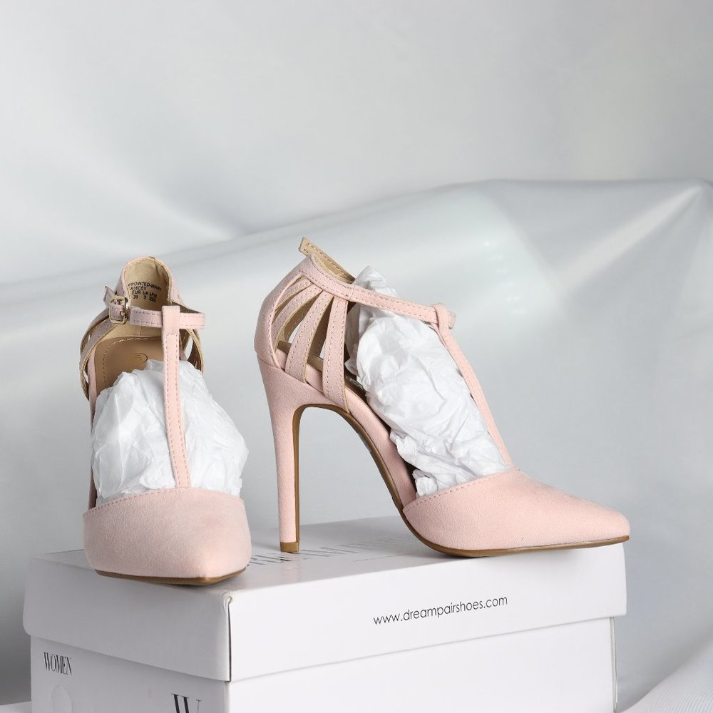 Pink t-strap high heel